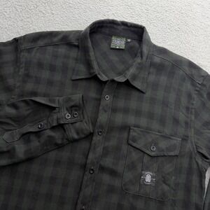 Grassroots California Mens Green Black Buffalo Plaid Wool Button Down Shirt M